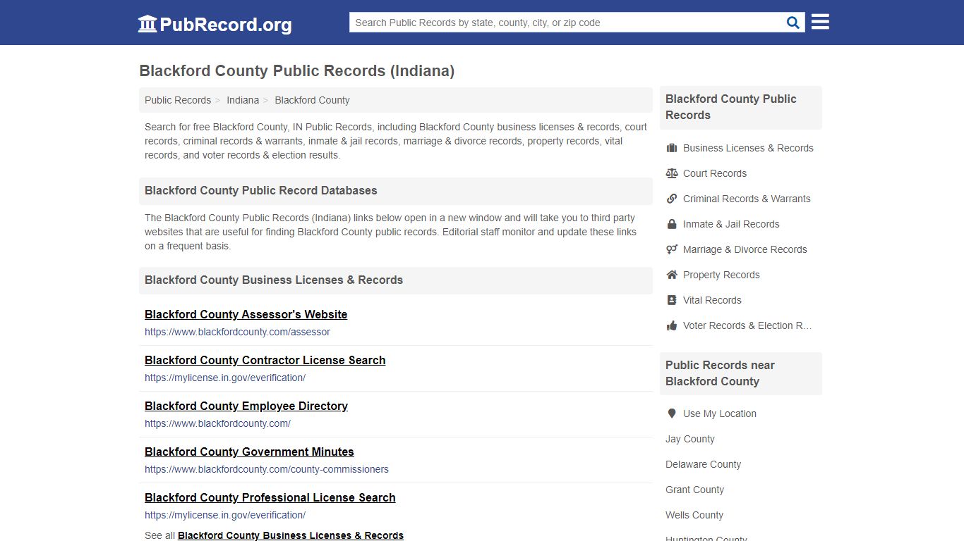 Blackford County Public Records (Indiana) - PubRecord.org