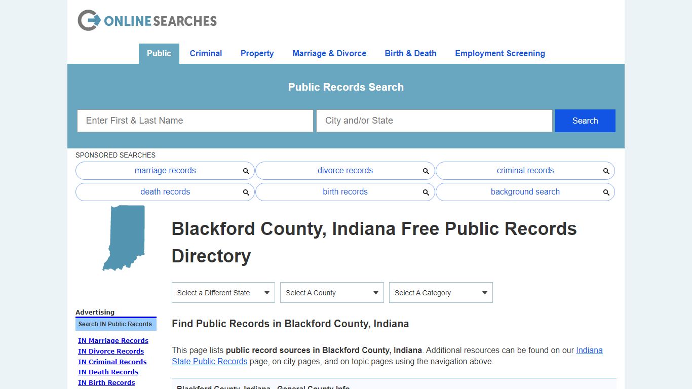 Blackford County, Indiana Public Records Directory